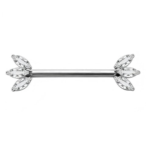 14G ASTM F136 Titanium Marquise CZ Butterfly Internal Thread Nipple Piercing Ring Barbell