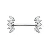 14G ASTM F136 Titanium Marquise CZ Butterfly Internal Thread Nipple Piercing Ring Barbell