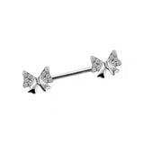 14G ASTM F136 Titanium Heart Bowknot Flower Nipple Piercing Ring Barbell
