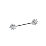 14G ASTM F136 Titanium Heart Bowknot Flower Nipple Piercing Ring Barbell