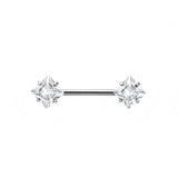 14G ASTM F136 Titanium Prong Setting Heart Round Square Shape Nipple Ring Barbell