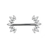 14G ASTM F136 Titanium Marquise CZ Wing Internal Thread Nipple Piercing Ring Barbell