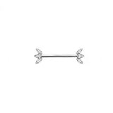 14G ASTM F136 Titanium Marquise CZ Internal Thread Nipple Piercing Ring Barbell