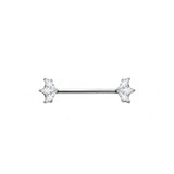 14G ASTM F136 Titanium Marquise CZ Internal Thread Nipple Piercing Ring Barbell