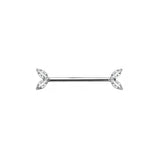 14G ASTM F136 Titanium Marquise CZ Internal Thread Nipple Piercing Ring Barbell