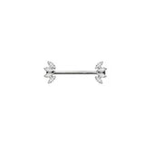 14G ASTM F136 Titanium Marquise CZ Internal Thread Nipple Piercing Ring Barbell