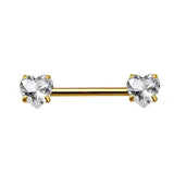 14G ASTM F136 Titanium Prong Setting Heart Round Square Shape Nipple Ring Barbell