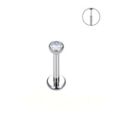 16G Labret Stud Threadless Internal Threaded Bezel Setting CZ