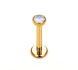 16G Labret Stud Threadless Internal Threaded Bezel Setting CZ