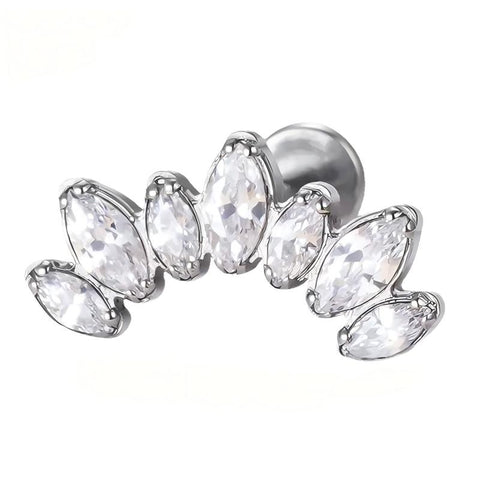 16G ASTM F136 Titanium 7 Prong Set Marquise CZ Larbet Stud 1050