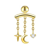 16G ASTM F136 Titanium Hidden Helix Labret Stud Earring with Chains