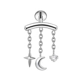 16G ASTM F136 Titanium Hidden Helix Labret Stud Earring with Chains