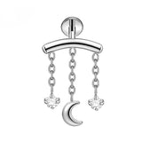16G ASTM F136 Titanium Hidden Helix Labret Stud Earring with Chains