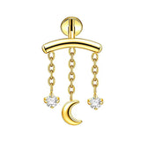 16G ASTM F136 Titanium Hidden Helix Labret Stud Earring with Chains