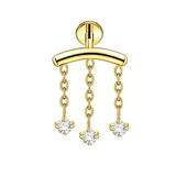 16G ASTM F136 Titanium Hidden Helix Labret Stud Earring with Chains