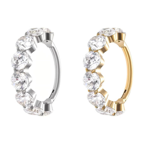 16G ASTM F136 Titanium 3MM CZ Hinged Segment Ring Clicker