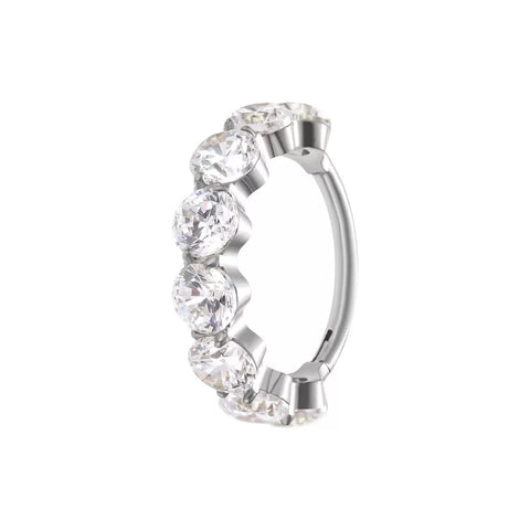 16G ASTM F136 Titanium 3MM CZ Hinged Segment Ring Clicker