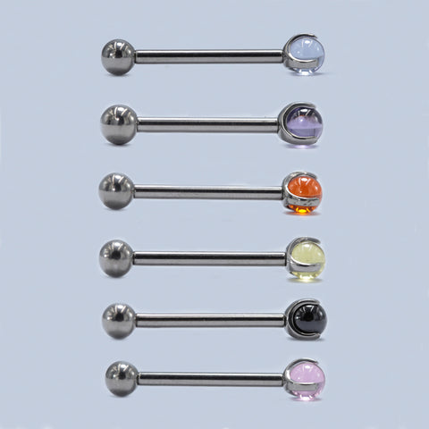 14G ASTM F136 Titanium Straight Barbell Tongue Piercing Jewelry