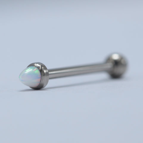 14G ASTM F136 Titanium Bullet Opal Straight Barbell Tongue Piercing