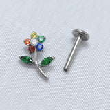16G ASTM F136 Titanium Flower Labret Stud Internal Thread Piercing Jewelry