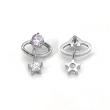 16G ASTM F136 Titanium Star Planet Pendent Dangle Earring Stud