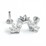 16G ASTM F136 Titanium 5 Marquise Crown Labret Stud Earring
