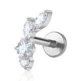 16G ASTM F136 Titanium Star CZ Marqusie CZ Labret Stud Earring