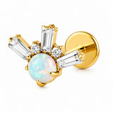 16G ASTM F136 Titanium Shunshine Labret Stud With Opal 0446