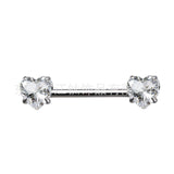 14G ASTM F136 Titanium Prong Setting Heart Round Square Shape Nipple Ring Barbell