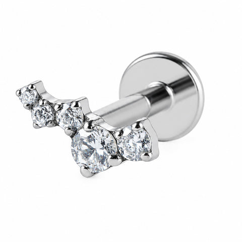 16G ASTM F136 Titanium 5 Round CZ Labret Stud Earring 0454