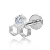 16G ASTM F136 Titanium Honycomb with CZ Labret Stud Earring