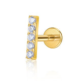 16G ASTM F136 Titanium Straight 5 CZ  Labret Stud Earring