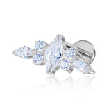 16G ASTM F136 Titanium Wing with 3 Marquise CZ Labret Stud Earring