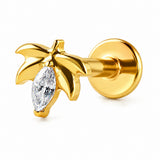 16G ASTM F136 Titanium Leaf with Marquise CZ Labret Stud 0450