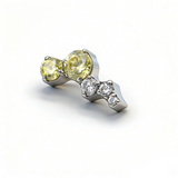 16G ASTM F136 Titanium 5 Mixed CZ Labret Stud Internal Thread