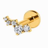 16G ASTM F136 Titanium 5 Round CZ Labret Stud Earring 0454