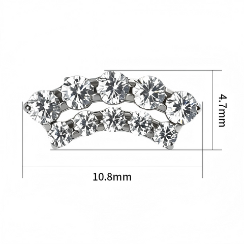 16G ASTM F136 Titanium Double Curved Bar with CZ Labret Stud Internal Thread