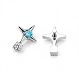 16G ASTM F136 Titanium 4 Point Star Labret Stud Earring