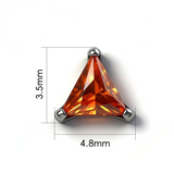 16G ASTM F136 Titanium Triangle CZ Labret Stud Internal Thread