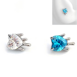 16G ASTM F136 Titanium Heart CZ Labret Stud Earring