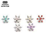 16G ASTM F136 Titanium Snow Cartilage Helix Labret Stud Earring