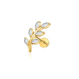 16G ASTM F136 Titanium 6 Marquise CZ Leaf Labret Stud Earring 0291