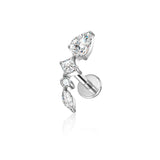 16G ASTM F136 Titanium Snake with Waterdrop CZ Leaf Labret Stud Earring 0211
