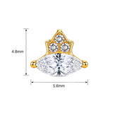 16G ASTM F136 Titanium Eye with 3 CZ Labret Stud Marquise CZ 0440