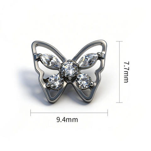 16G ASTM F136 Titanium Marqusie Hollow Butterfly Labret Stud Internal Thread