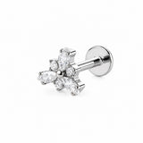 16G ASTM F136 Titanium 3 Marquise CZ Fan Labret Stud 0435