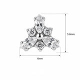 16G ASTM F136 Titanium 3 Marquise CZ Fan Labret Stud 0435