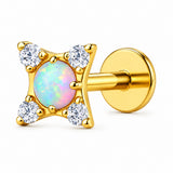16G ASTM F136 Titanium 4CZ with Opal Labret Stud 0445