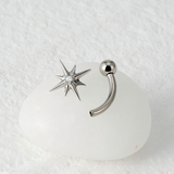 16G ASTM F136 Titanium 8 Point Star Rook Piercing Curved Barbell Labret Stud Earring