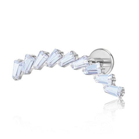 16G ASTM F136 Titanium 9 Rectangle CZ Labret Stud Earring